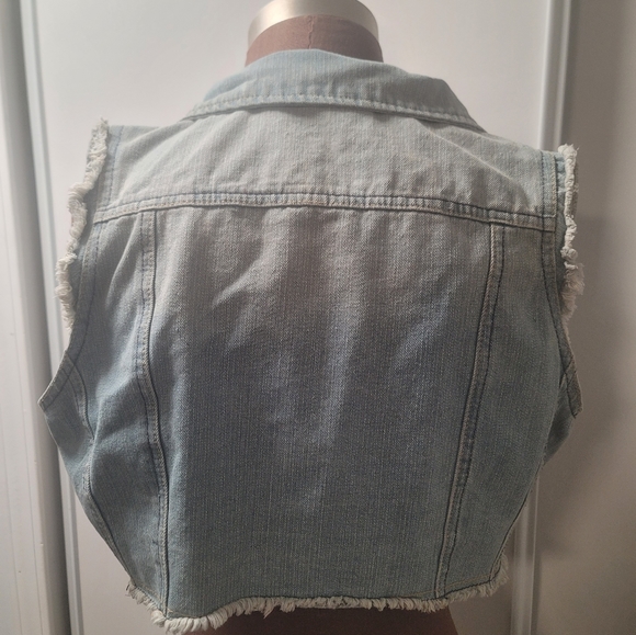 Highway jeans XL cropped distressed  denim vest - Picture 2 of 4